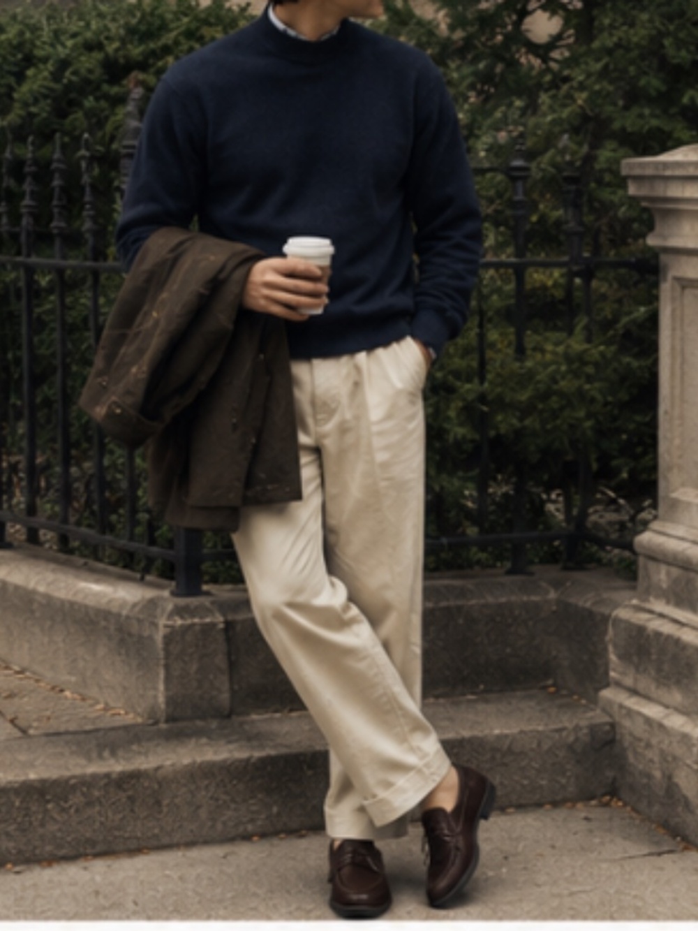 Merino wool John Ashford Men's M navy blue sweater
